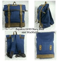 Tas Ransel Kanvas Kulit merk Zapatos 6233 Navy Blue