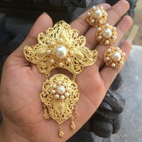 Set Bross Kebaya Hijab Luna Full Mutiara Alpaka Bali Murah