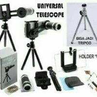 lensa telescope + tripod + holder dan acesorisnya