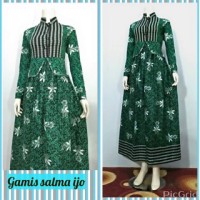 Baju Gamis Batik Wanita Salma Ijo, Busui, Modern, Terbaru