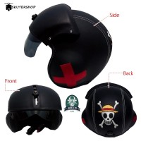Helm Pilot Berkaca BRO.co Motif One Piece Black Solid 3 side Bordir