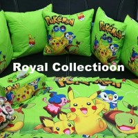 SOFASET (SARUNG BANTAL KURSI)/ TAPLAK MEJA / HOMESET POKEMON HIJAU