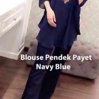Blouse / Tunik / Baju Kalong / Kaftan Payet Navy Blue