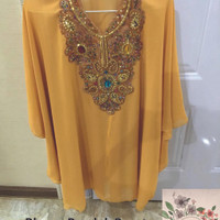 Blouse / Tunik / Baju Kalong / Kaftan Payet Kuning