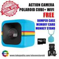 Jual Polaroid Cube+ Wifi Blue Free Bumper Case SD Card Monkey Stand Murah