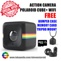 Jual Polaroid Cube+ Wifi Black Free Bumper Case SD Card Tripod Mount Murah