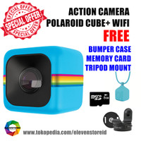 Jual Polaroid Cube+ Wifi Blue Free Bumper Case SD Card Tripod Mount Murah