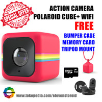 Jual Polaroid Cube+ Wifi Red Free Bumper Case SD Card Tripod Mount Murah