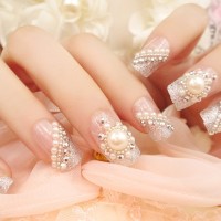 Jual Fake Nails Kuku Palsu Wedding Art Blink 3D Party Silver Murah