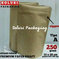 Jual KEMASAN KOPI/STANDING POUCH PAPER KRAFT ZIPPER A 250 GRAM Murah