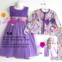 Baju Muslim/Gamis Anak Labella (Usia 2 - 6th) REG302-Tutu Ungu No.14