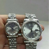 JAM TANGAN COUPLE PRIA DAN WANITA ROLEX RANTAI SILVER (HARGA SEPASANG)