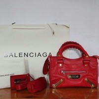 JUAL TAS BALENCIAGA SMALL CITY AMP PLATE IN RED MIRROR QUALITY