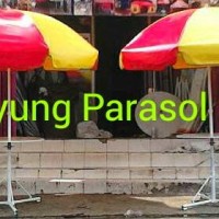 Payung promosi, payung stand cafe + meja + tripod ( Kaki Penunjang )