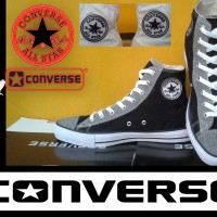 Jual SEPATU CONVERSE ALL STAR HIGH HITAM MOTIF DENIM + BOX GRADE ORIGINAL Murah