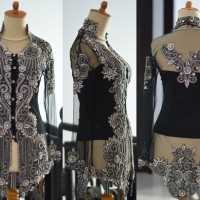 Kebaya Jadi Modern hitam bordir payet brokat tile wisuda pesta seragam