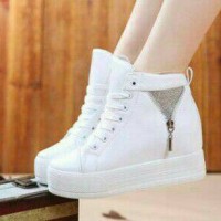sepatu kets boot boots putih white sleting resleting glitter