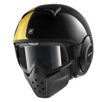 Helm Shark Raw Stripe Black Yellow Glossy Half Full Original