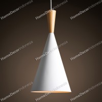 Jual Kap Lampu Gantung Edison LED Minimalis Modern Putih Kayu Tipe Terompet Murah