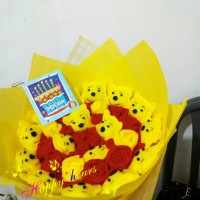 Jual buket boneka bunga wisuda valentine pooh Murah