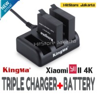 Jual Xiaomi YI 4K Triple Charger & Battery KingMa Baterai Xiaomi YI 2 4K Murah