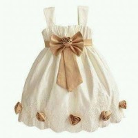dress baju pengapit anak warna putih tulang gold MURAH