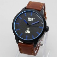 JAM TANGAN PRIA/COWOK FORMAL MERK CAT(CATERPILLAR) KULIT COKLAT