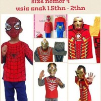 Jual Baju anak kostum topeng superhero spiderman, ultraman, Ironman, hulk.4 Murah