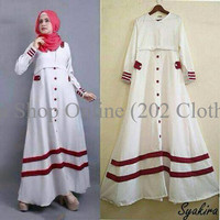 syakira putih / dress putih / gamis putih / baju menyusui / long S5UO