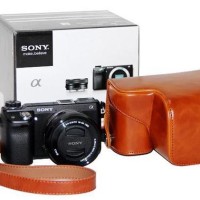 Jual Leather Case For Sony Alpha A6000 - Cokelat Murah
