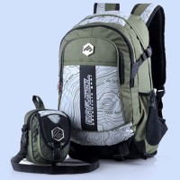 Jual Tas Ransel Pria, Warna Hijau Kombinasi, Sepasang Besar dan Kecil Murah