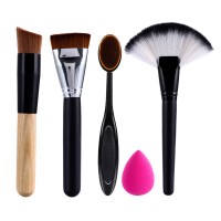 Jual Kuas Makeup Brush Set 5pcs- Foundation Contour Oval Fan Beauty Blender Murah