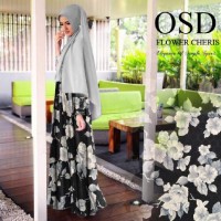 GAMIS WAFFLE ZAQUAT OSD FLOWER CHERIS BLACK BAJU HIJABERS MURAH-MI