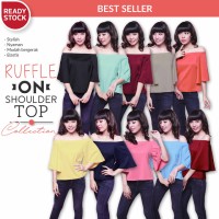 Jual RUFFLE ON SHOULDER TOP sabrina blouse baju santai wanita murah Murah