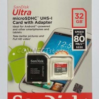Jual Sandisk Micro SD 32 GB Class 10 MicroSD HC Ultra 80 MB/s with Adapter Murah