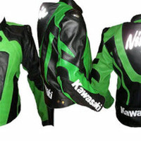 Jaket Motor Touring Riding Kawasaki Ninja Semi Kulit Oscar Hijau