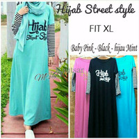 Baju Dress Maxi Hijab Street Style Baby Pink Black Hijau Mint 13WU