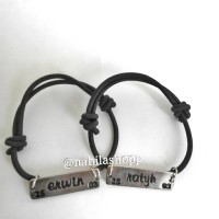 Gelang Couple Silver Ukir Nama / Monel Stainless Steel