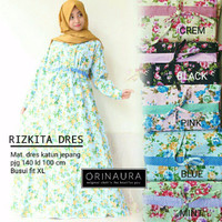 baju muslim gamis dress katun jepang bunga rizkita ori naura 3NJJ