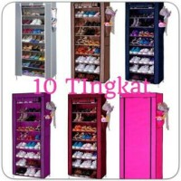 Jual Rak Sepatu Cover Susun 10 / Shoe Rak with dust cover 10grid Murah