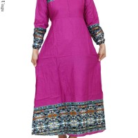 gamis katun polos kombinasi batik songket 1856