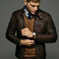 Jual jaket kulit domba asli warna coklat tua Murah
