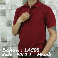 Jual POLO 3 Kaos Kerah Merah Polos Baju Pria Cowok Bahan Lacos Kaus Pendek Murah