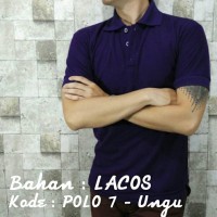 Jual POLO 7 Kaos Kerah Ungu Polos Baju Pria Cowok Bahan Lacos Kaus Pendek Murah