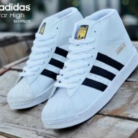 SEPATU MURAH ADIDAS HIGH SUPERSTAR WOMAN PUTIH LIST HITAM