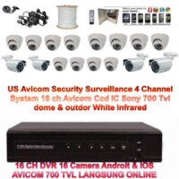 Paket Lengkap IC SONY Cctv Camera US AVICOM 16 Channel