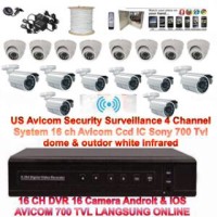 Paket Lengkap IC SONY Cctv Camera US AVICOM 16 Channel