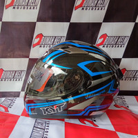 Helm KYT Vendetta 2 Motif Hitam Biru Full Face Double Visor Full
