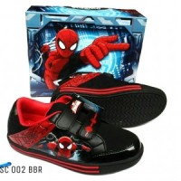 SEPATU SPORT ANAK SPIDERMAN MSC 002 HITAM MERAH SIZE 28 - 33