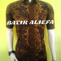 Kemeja Hem Batik Pria Coklat Mega Fashion Batik Pekalongan Ekslusive